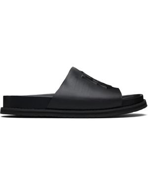 Amiri Ma Leather Pool Slides - Black