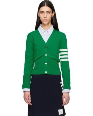 Thom Browne Thom E Classic Cashmere 4-bar V-neck Cardigan - Green