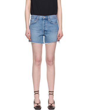 Agolde Parker Long Denim Shorts - Blue