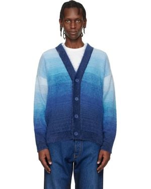 Off-White c/o Virgil Abloh Mohair Arrow Gradient Knit Cardigan - Blue