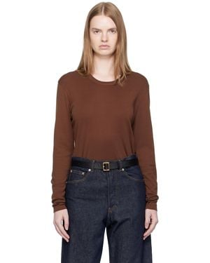 Lemaire ブラウン リブ 長袖Tシャツ - ブラック