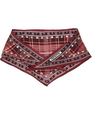 Acne Studios Burgundy Check Silk Scarf - Red