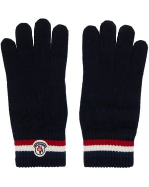 Moncler Tricolour Wool Gloves - Blue