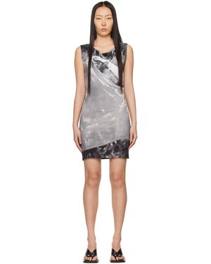 ELLISS Robe courte grise à motif trompe l'œil exclusive à ssense - Noir