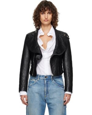 Maison Margiela Folded Collar Leather Jacket - Black