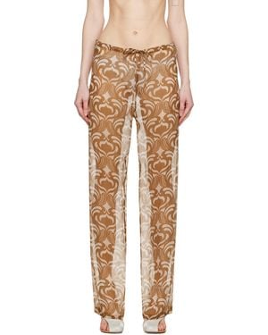 Dries Van Noten オフホワイト&タン プリント トラウザーズ - ナチュラル