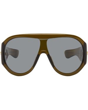 Bottega Veneta Khaki Scudo Shield Sunglasses - Grey