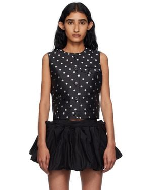Pushbutton Polka Dot Trouser Detail Vest - Black