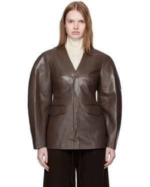 Nanushka Erina Regenerated Leather Blazer - Brown