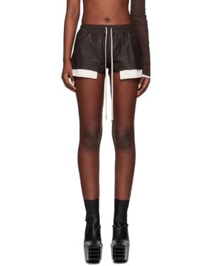 Rick Owens ブラウン Hollywood Fog Boxer レザーショートパンツ - ブラック