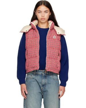 Moncler Niverolle Houndstooth Wool Blend Down Vest - Blue