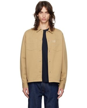 Fred Perry Khaki Twill Overshirt - Blue