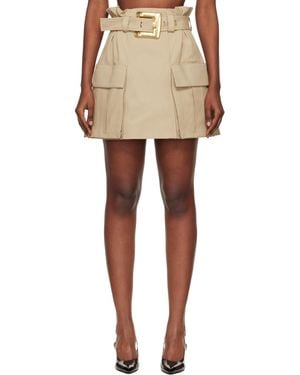 Balmain High-Waisted Gabardine Miniskirt - Natural