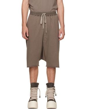Rick Owens Taupe Tower Drawstring Pods Shorts - Multicolour