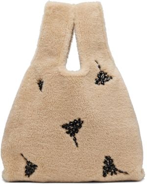 Simone Rocha Embellished Faux Fur Shopper Tote - Natural