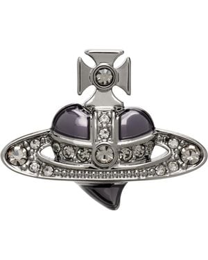 Vivienne Westwood Clou D'Oreille Unique En Forme De Cœur À Cristaux - Métallisé