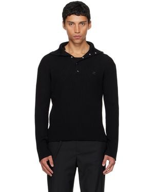 Courreges Ribbed Wool Polo - Black