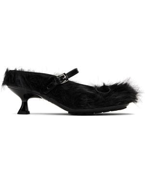 Simone Rocha Faux Fur Grip Mule Heels - Black
