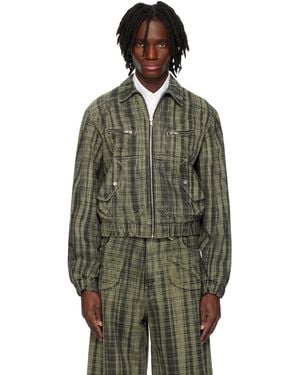Egonlab Lining Denim Bomber Jacket - Green
