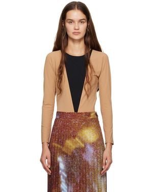 MM6 by Maison Margiela Beige & Black Panelled Long Sleeve T-shirt - Multicolour