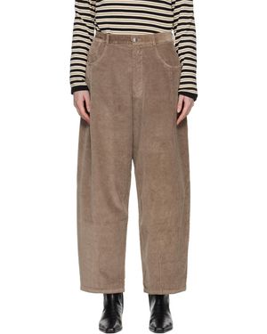 Cordera Pantalon Ample Taupe En Velours Côtelé - Neutre