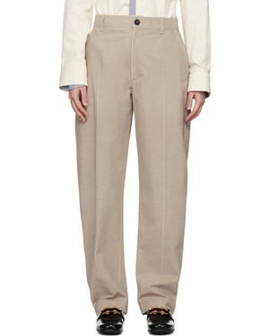 Bottega Veneta Beige Printed Leather Pants - Natural