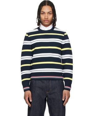 Thom Browne Variegated Rep Stripe Ottoman Stitch Crew Neck Jumper - Black