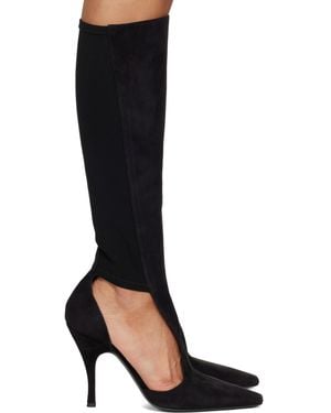Alaïa Suede Cut Out Knee Boots - Black