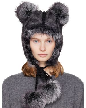 Anna Sui Ssense Exclusive & Faux Fur Teddy Bear Hat - Grey