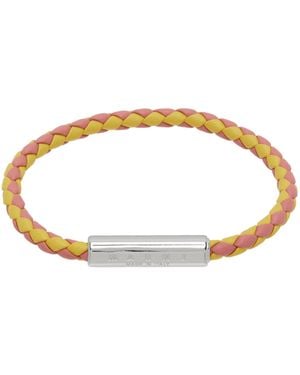 Marni Pink & Yellow Braided Leather Bracelet - Black