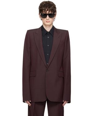 McQueen Burgundy Stacked Shoulder Single-Breasted Blazer - Purple