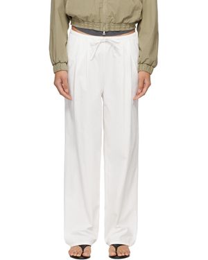 NOTHING WRITTEN Pantalon De Détente Lazy Blanc En Coton À Cordon Coulissant - Noir