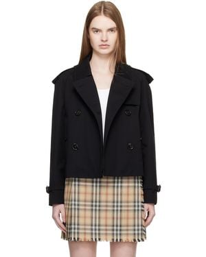 Burberry Cropped Gabardine Trench Jacket - Black
