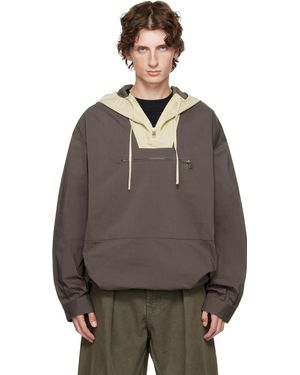 JW Anderson Blouson Gris À Capuche Contrastante