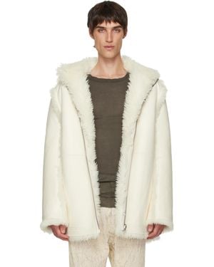 Rick Owens Off- Mac Cropped Reversible Shearling Coat - Multicolor
