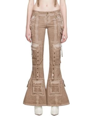 Blumarine Brown Strap Pants - Natural
