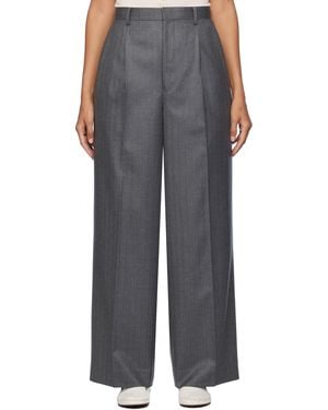 Auralee Wool Fulling Flannel Stripe Slacks in Dark Navy