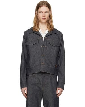 Courreges グレー ユーティリティ トラッカー デニムジャケット - ブラック