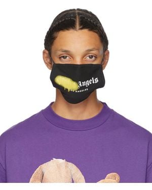 Palm Angels Black & Yellow Spray Logo Mask - Purple