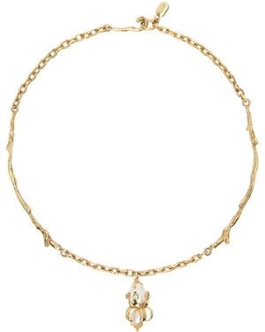 Marni Brass Chain Pearl Pendant Necklace - Natural