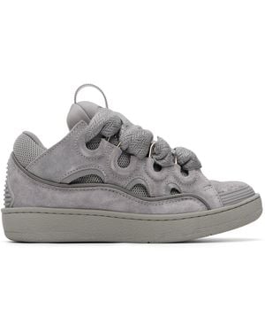 Lanvin Monochrome Suede Curb Sneakers - Gray