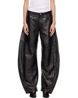 R13 Janine Barrel Leather Trousers - Black