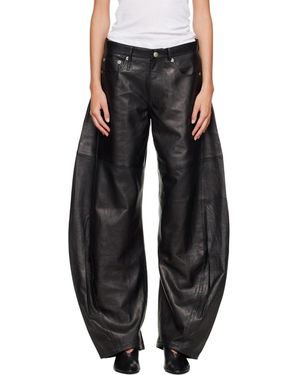 R13 Pantalon Ample Et Incurvé Janine Noir En Cuir