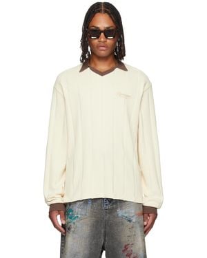 Represent Off- Retro Football Long Sleeve Polo - White