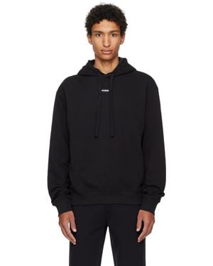 HUGO Cotton-Terry Relaxed-Fit Hoodie - Black