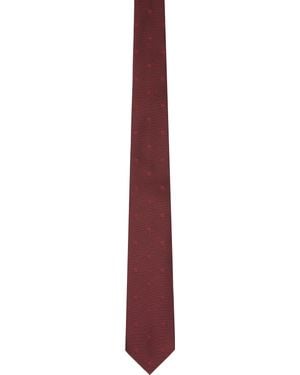 McQueen Burgundy Skull Polka Dot Tie - Black