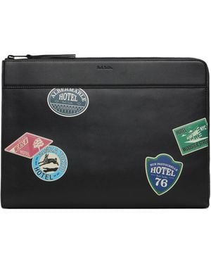 Paul Smith ブラック 'Hotel Stickers' ドキュメントケース