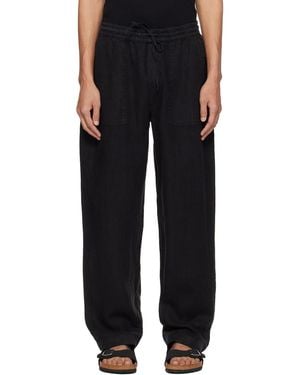 Merz B. Schwanen Drawstring Worker's Linen Trousers - Black