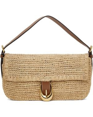 STAUD Tan Harlow Raffia Bag - Metallic