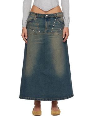 GIMAGUAS Studded Denim Maxi Skirt - Blue